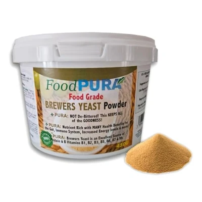 Image of Food PURA Brewers Yeast Powder 450G Non De Bittered 100% Natural Source of B Vitamins, Protein &amp; Minerals Supports Immune System, Healthy Skin, Hair Nails