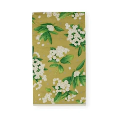 Image of Christmas Berry Paper Guest Towel Napkins in Gold &amp; White 15 Per Package