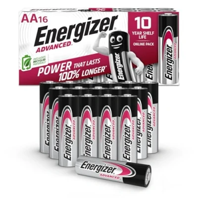 Image of Energizer Advanced AA Batteries 1.5V Alkaline, 16 Pack, Long Lasting Premium Double A