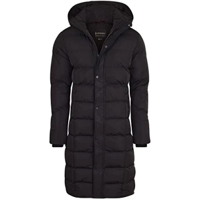 Image of Spindle Mens Hooded Padded Long Puffer Coat Winter Longline Jacket