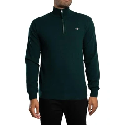 Image of GANT Men&#039;s Superfine Lambswool Half Zip Pullover Sweater, Tartan Green, XL