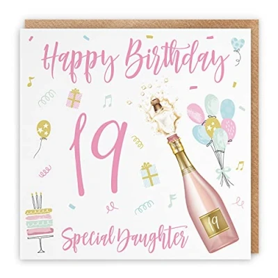 Image of Hunts England Large Daughter 19th Birthday Card Happy Special 19 Champagne Collection 210 x mm Fun Pretty Age