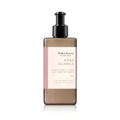 Image of Miller Harris Rose Silence Hand and Body Lotion 300ml Shea Butter, Argan Oil, Glycerin, Aloe Vera &amp; Vitamin B5 Soft Delicate Scent for Gentle Cleansing