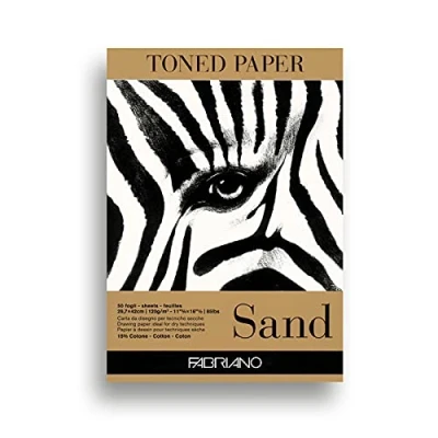 Image of Fabriano Toned Sand A3 Pad, 50 Sheets, 120 g/m Drawing Paper with 15% Cotton Content, Natural Finish, for All Drying Techniques