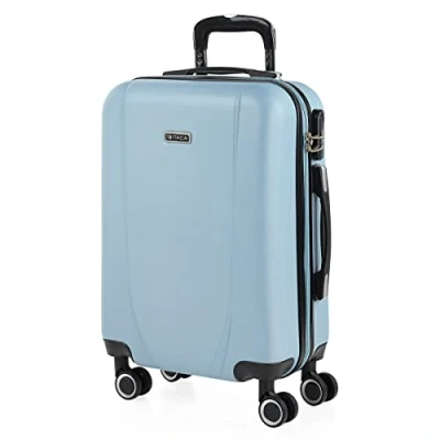 Image of ITACA Set of 2 Rigid Travel Suitcases 55/65 cm 4 Wheels ABS. Resistant and Light. Upper sideHandles Integrated Combination Lock. Small Cabin Approved Medium., Light Blue