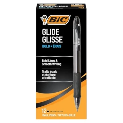 Image of BIC VLGB11BK Velocity Retractable Ballpoint Pen, Black Ink, 1.6mm, Bold, Dozen