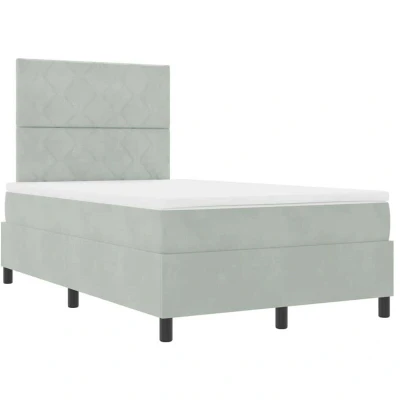 Image of vidaXL Box Spring Bed with Mattress &amp; LED Light Grey 120x200 cm Velvet