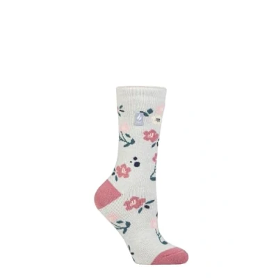 Image of Women&#039;s 1 Pair SOCKSHOP Heat Holders 1.6 TOG Lite Patterned and Striped Socks Lanuza Floral Grey 4 8