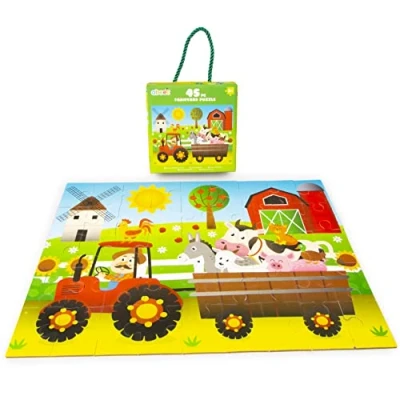 Image of abeec Farmyard Puzzle 45 pc Jigsaw Puzzles For Kids Toys Farm Boys Party Bag Fillers Age 5 8 Year Olds