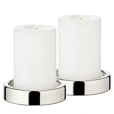 Image of EDZARD Set of 2 candle holders/candle plates Sanremo, nickel plated, diameter 4 in, for pillar candles, perfect tealight candles Cornelius