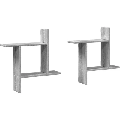 Image of vidaXL Wall Shelves 2 pcs Grey Sonoma 50x12x50 cm Engineered Wood