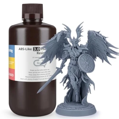 Image of ELEGOO Upgraded ABS Like Resin 3.0, 405nm UV Curing 3D Printer with Higher Precision and Lower Shrinkage, Enhanced Strength Toughness Photopolymer for LCD Grey 1KG