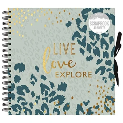 Image of Home Collection Live Love Explore Animal Print Spiral Bound Scrapbook Photo Album Square 40 Sheets