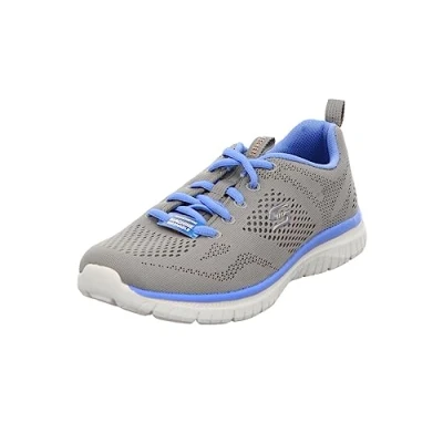 Image of Skechers Women&#039;s Virtue Kind Favor Trainers, Gray Mesh/Blue Trim, 5 UK