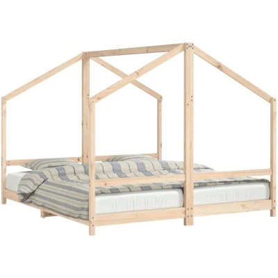 Image of vidaXL Kids Bed Frame 2x(90x200) cm Solid Wood Pine