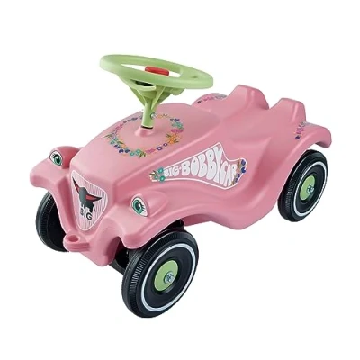 Image of BIG Spielwarenfabrik 800056110 Bobby Car Classic Flower Children&#039;s Vehicle, Pink