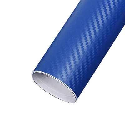 Image of EBILUN Carbon Fiber Vinyl Film High Gloss Car Wrap Roll Adhesive Sticker Decal Sheet,Dark Blue 127x30cm