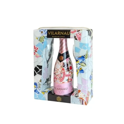 Image of Vilarnau Brut Reserva Organic Cava 75cl Gift Pack &amp; 2 flutes