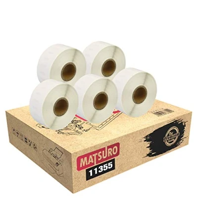 Image of Matsuro Original Compatible Label Rolls Replacement for DYMO 11355 S0722550 (19 mm x 51 500 Labels per Roll 5 Pack)