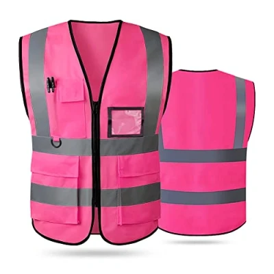 Image of AKEIVN Hi Vis Vests for Women Men High Visibility Reflective Safety Security Vest with Pockets Zipper Front Meets ANSI/ISEA Standards(3X Large,Pink(cloth))