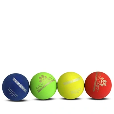 Image of SPORTSPET Tough Bounce Natural Rubber Dog Balls Highly Durable (65mm) (4 Pack Colourway 2)