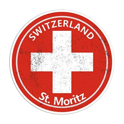 Image of 2 x 10cm St. Moritz Swiss Vinyl Stickers Travel Sticker Laptop Luggage #23134 (10cm Wide)