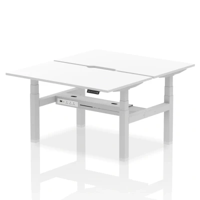 Image of Air B2B 1400x800 Adjustable 2P Bench Desk Scalloped White/Silver