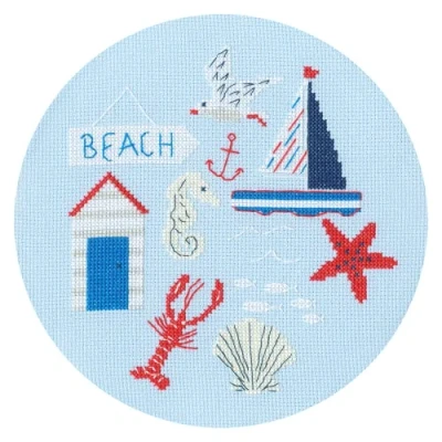 Image of Bothy Threads Cross Stitch Kit Sew Easy: Beach (Hoop not Included)