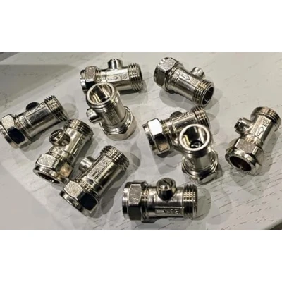 Image of TC Chrome 15mm Isolation Valve Bolofix x 1/2&quot; Male Iron Flat Faced Slotted Isolating for Flexible Tap Connector Hose Pipes Pack of 10