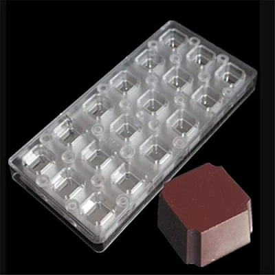 Image of 18 Cavities 3D Square Shaped Magnetic Chocolate Transfer Mould,Polycarbonate Molds,DIY Baking Tools Bakery Pastry Tray Maker,Magnet Transparent Sheet Candy Mould Bakeware