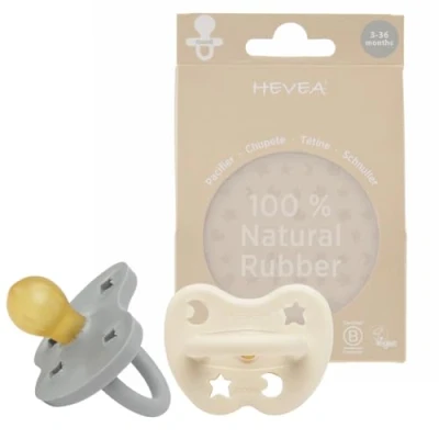 Image of HEVEA 100% Natural Rubber Dummies Round 3 36 Months Two Pack (Milky White &amp; Gorgeous Grey)