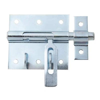 Image of GAH Alberts Bolzen Schlossriegel 137076 Lock Attached Loop Plate 70 x 67 mm Bolt Diameter 9.5 Total Length, Blue galvanised, Gesamtlänge 100
