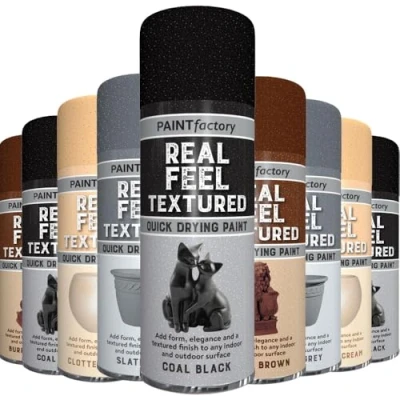 Image of AlezyB 1 x Real Feel Textured Coal Black Spray Paint 400ml, Quick Drying, Decorative Effect Aerosol Can for Wood Metal