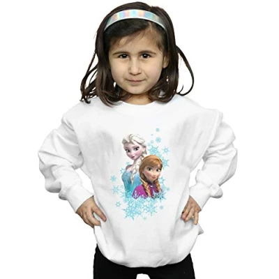 Image of Disney Girls Frozen Elsa and Anna Sisters Sweatshirt White 5 6 Years