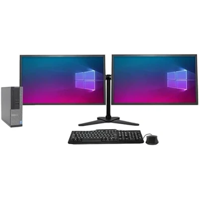 Image of Dell Complete Dual 22 inch Monitors Optiplex 3020 SFF Set Intel Core i5 4570, 8GB RAM 256GB SSD WiFi Windows 11 Pro 64 Bit Desktop PC Computer (Renewed)