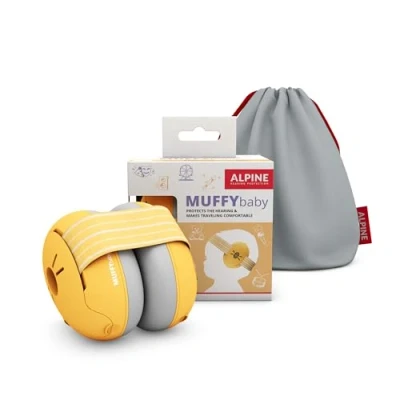 Image of Alpine Muffy Baby Ear Defender for Babies and Toddlers up to 36 Months CE &amp; UKCA Certified Noise Reduction Earmuffs Comfortable Headphones Against Hearing Damage Improves Sleep Yellow