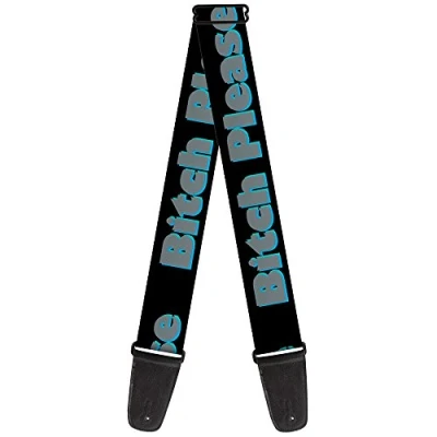 Image of Buckle Down GS W30298 &quot;BITCH PLEASE Black/Blue/Gray&quot; Guitar Strap