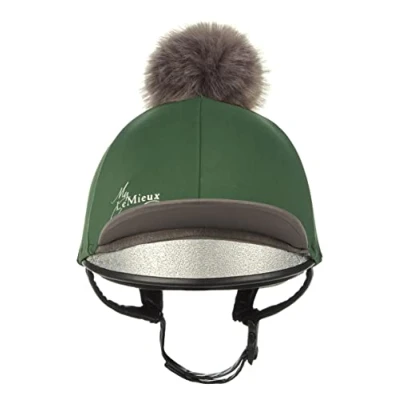 Image of LeMieux Pom Horse Riding Hat Silk in Hunter Green with 4 Way Stretch Fabric Coordinates Base Layers &amp; Saddle Pads One Size