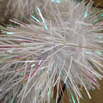 Image of Festive 2m x 10cm Tinsel Garland Christmas Tree Decoration Iridescent White