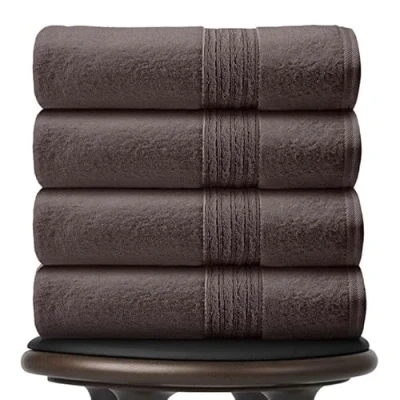 Image of GC GAVENO CAVAILIA 450 GSM Bath Towels Set of 4, 70X120 Cm Large, Lightweight Quick Dry Egyptian Cotton Towel, Hotel Quality Bathroom Towels, Walnut