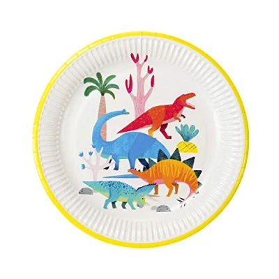 Image of Talking Tables Dinosaur Paper Plates Ideal for girls or boys birthday party, baby shower Sturdy Pack of 8, Dinoplates