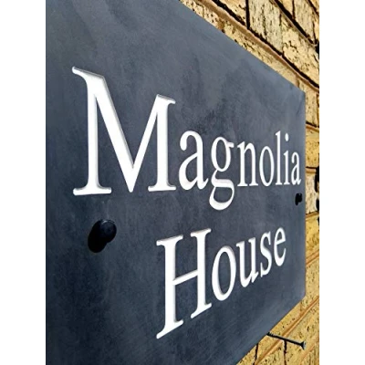 Image of Slate House Sign Plaque Number Add Your Own Name 300mm x200mm NOT LASERED