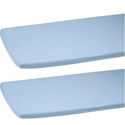 Image of Dudu N Girlie Mini Cot Bed Sheets Fitted Cotton Spacesaver Jersey Soft Bedsheet Hypoallergenic Elasticated Breathable Travel (Pack of 2, Blue)