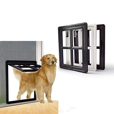 Image of ANQI Pet Screen Door Magnetic Lockable Dog Flap, Big Gate Tunnel for Medium Large Dogs Cats, Easy Install Black XL