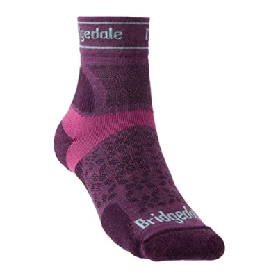 Image of Bridgedale TRAIL RUN Ultralight T2 Merino Sport 3/4 Crew Women&#039;s Large Damson