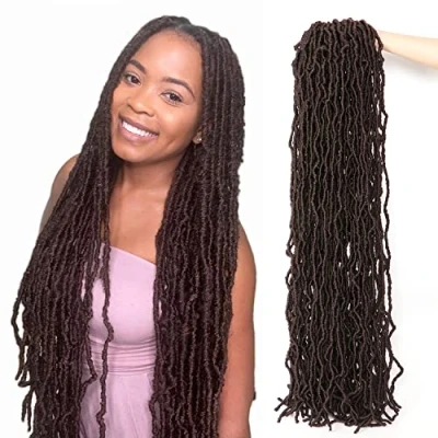 Image of Crochet Faux Locs Hair Extensions for Black Women Butterfly Soft Braids Goddess (36Inch(Pack of 7), 4)