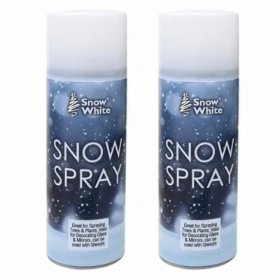 Image of Welari Snow White Spray 85ml x 2 Christmas Tree, Glass, Window, Wreath Winter Craft Artificail Decoration Thank You Card (2pack)