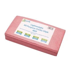 Image of 2Work Lightweight All Purpose Cloth 600x300mm Red (50 Pack) 102840RD