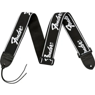 Image of Fender Unisex Running Logo Guitar Strap, Black, 5cm UK