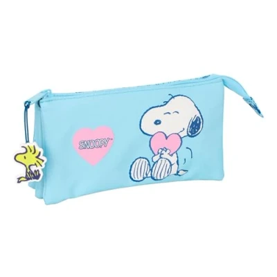 Image of SNOOPY LOVE Triple Pencil Case, Children&#039;s Ideal for School Age Children, Comfortable and Versatile, Quality Resistance, 22 x 3 12 cm, light blue, M, Casual